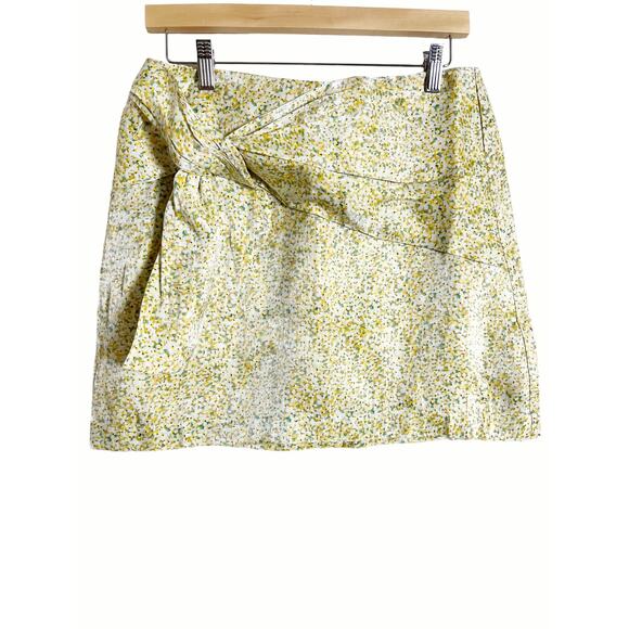 Anthropologie Sabina Musayev Fitted Yellow Floral Print Mini Skirt Size Large - Picture 6 of 12